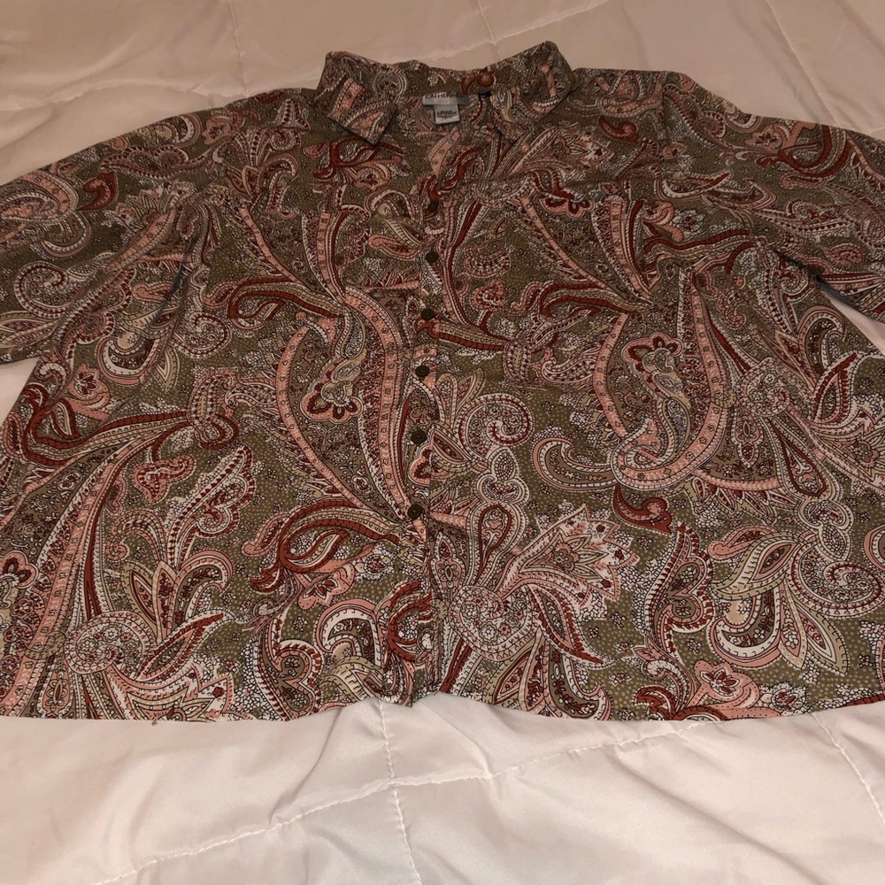 Catherines Multicolor Paisley Blouse 3/4 sleeves, petite plus